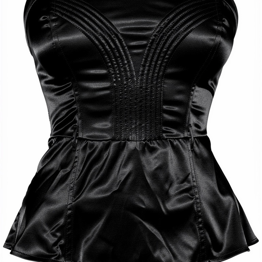 Guess Black Satin Corseted Top